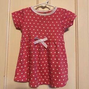 3-6 month girls pink dress with white poke-a-dots